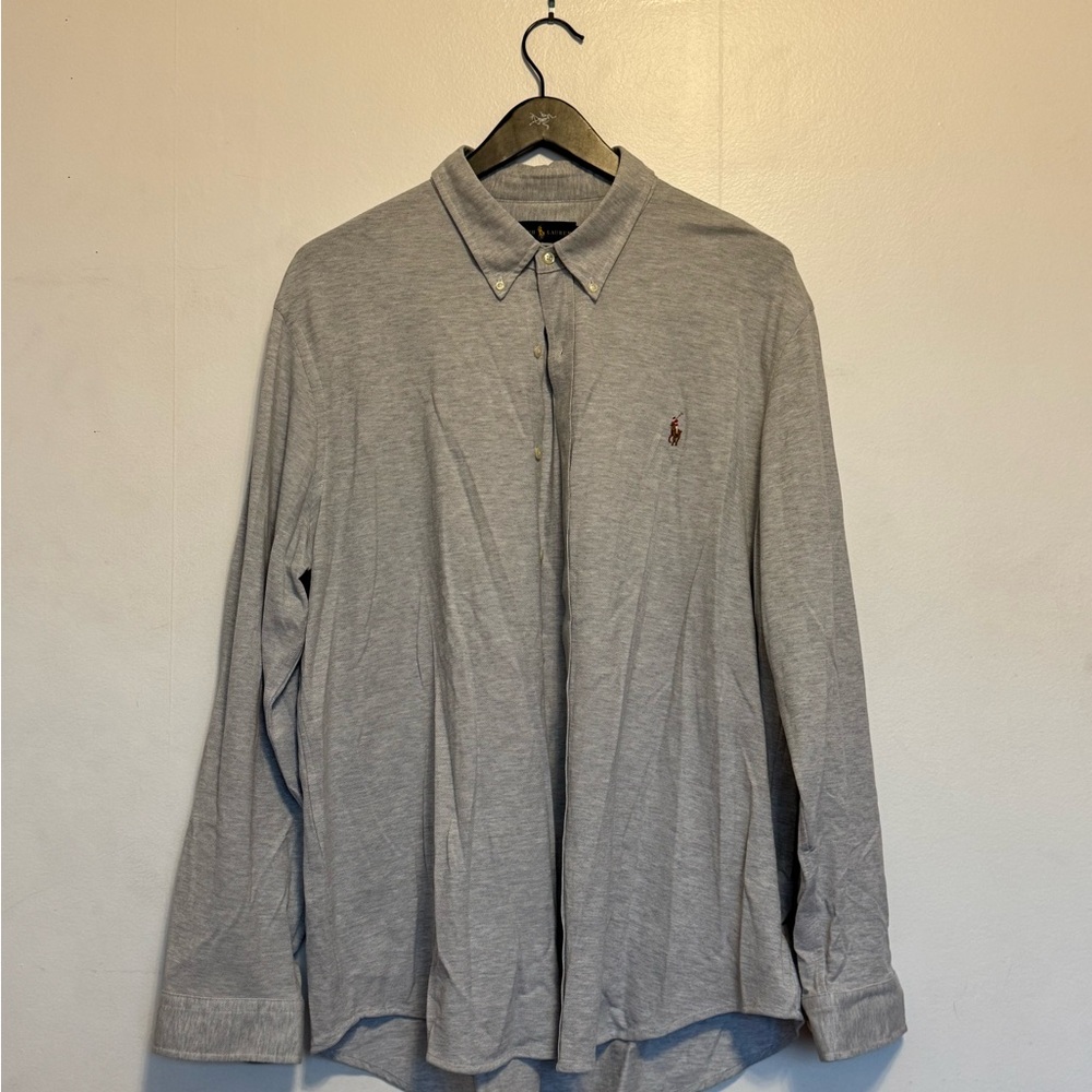 Polo by Ralph Lauren Light Gray Button-Down Shirt with Pony Logo